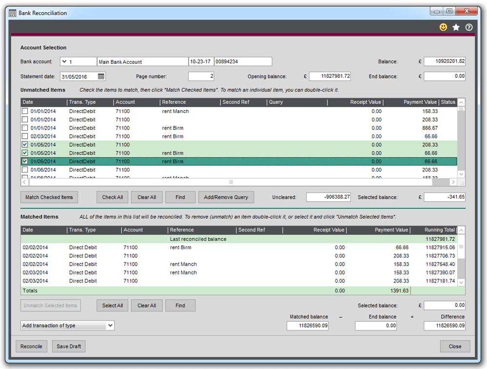 Sage 200 2016 New Features Bank Reconciliation