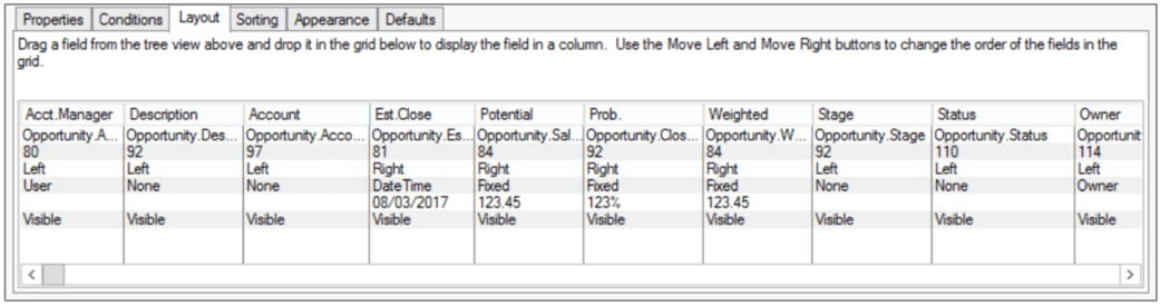 Infor CRM Group Layout