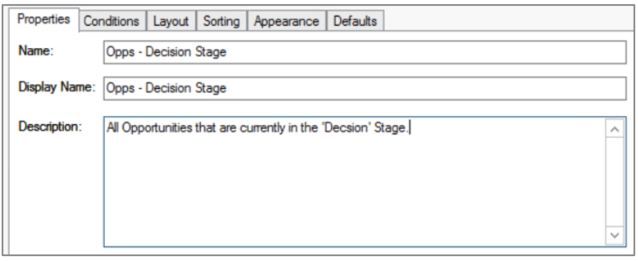 Infor CRM Query Builder Properties