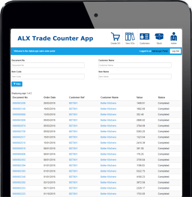 Sage Trade Counter App Ipad