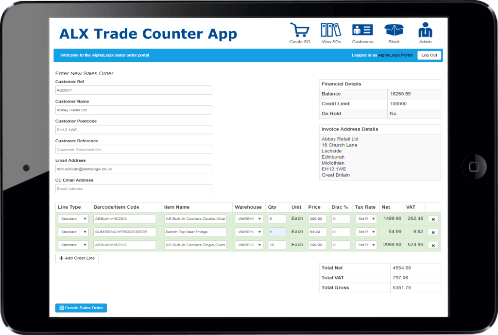 Sage 200 Trade Counter App